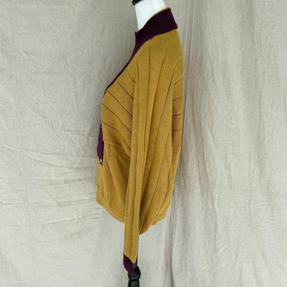 Vintage Rhyner Designs St. Andrews Golf Mustard Yellow/Purple Sweater Size M - Picture 4 of 7